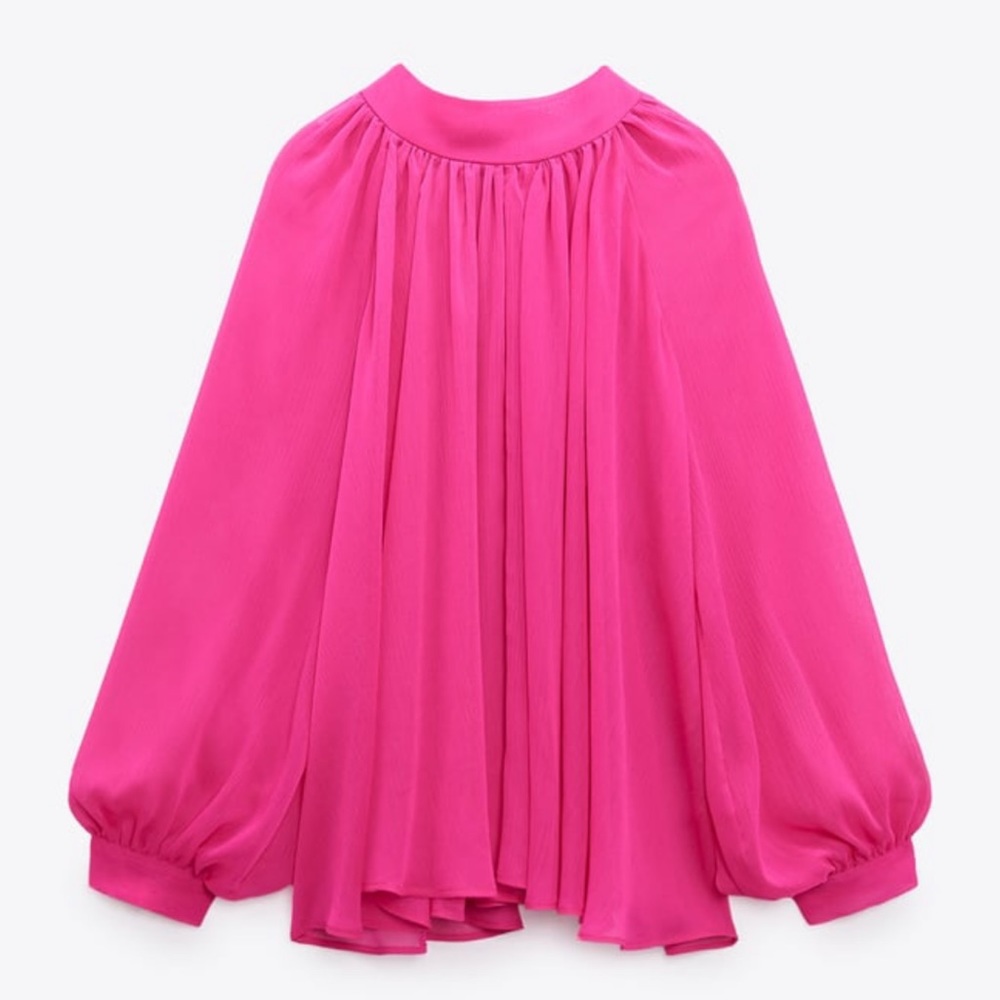 Zara Pink Blouse with Bow Back - Sm - EUC - Coquette Girl